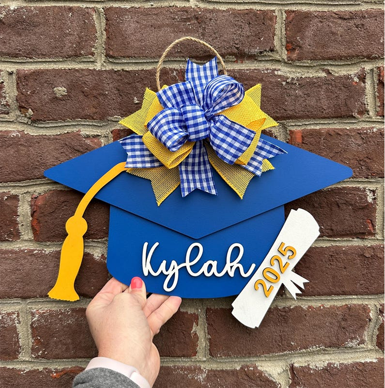 Personalized school colors graduation hat sign
