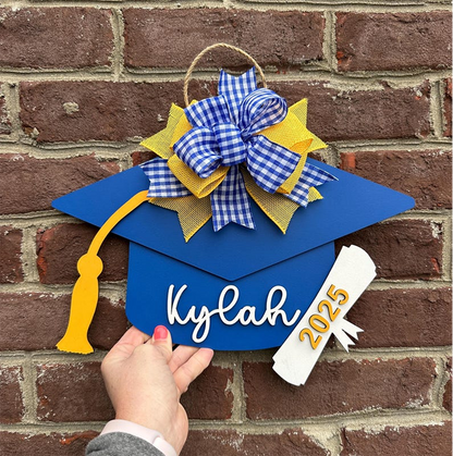 Personalized school colors graduation hat sign