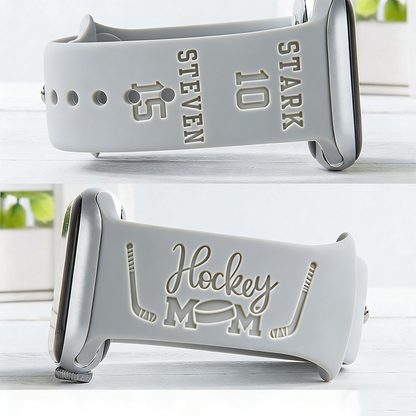 Custom Hockey Mom Gift With Player's Name & Number For Engraved Watchband