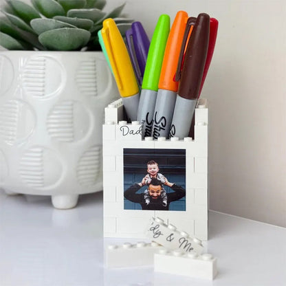 Personalised Daddy & Me Brick Desk Pencil Pot, Gift for Dad
