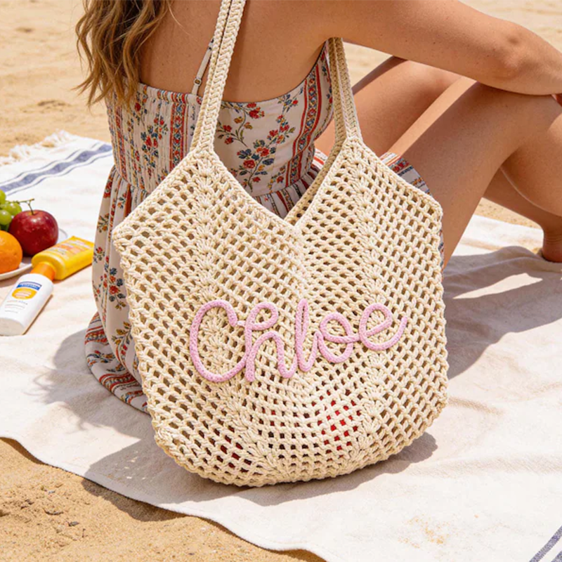 Personalized beach tote bags, Crochet beach bags