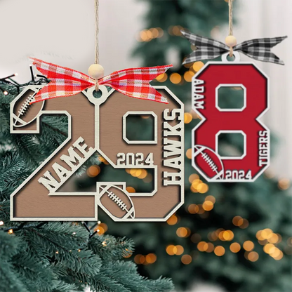 Football Number Christmas Ornament, Football Gifts