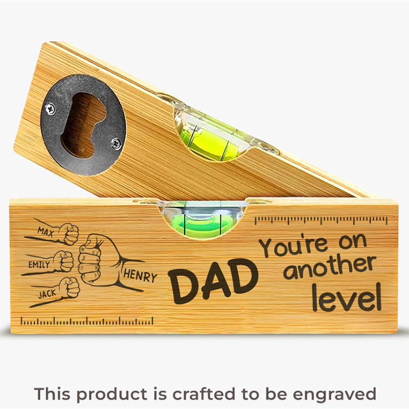 Family Personalized Custom Engraved Wooden Spirit Level Bottle Opener