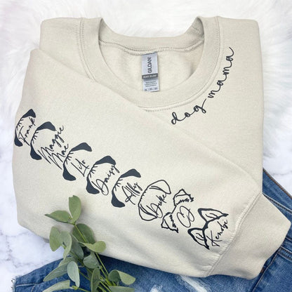 Dog Sweatshirt with Dog Ear and Name on sleeve