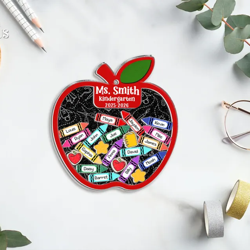 Personalized Teacher Apple Magnet With Students Name, Thank You Teacher Gift