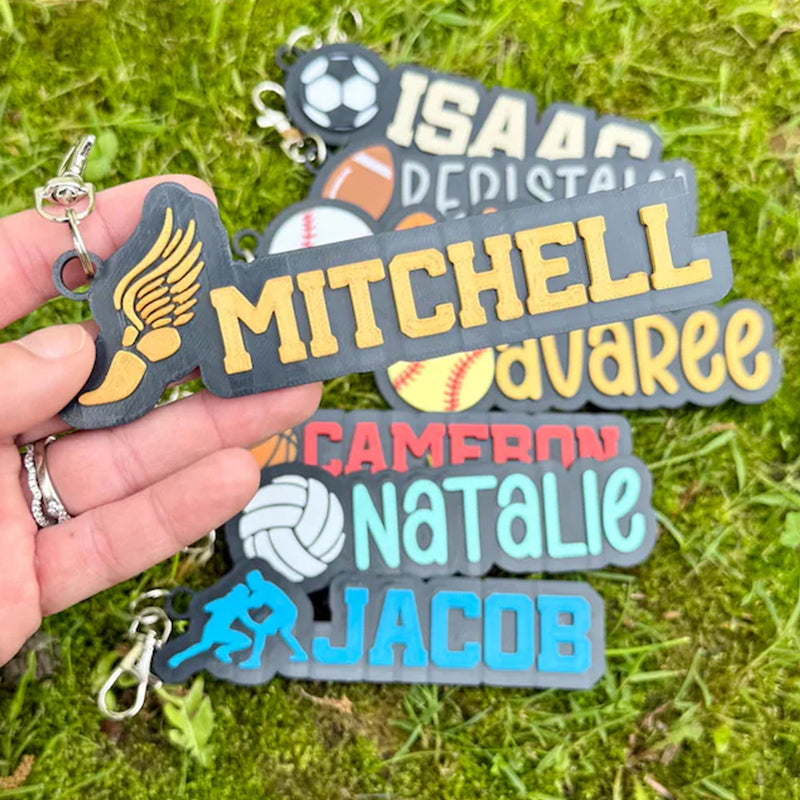 Softball Baseball Volleyball Football Dance Wrestling Track Soccer Cheerleading Personalized 3D Bag Tag Keychain