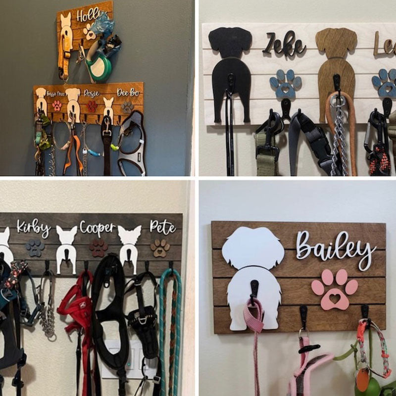 Custom Shiplap Dog Leash Holder, Personalized Leash holder
