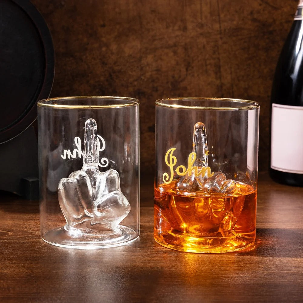 Personalized Funny Middle Finger Whiskey Glass