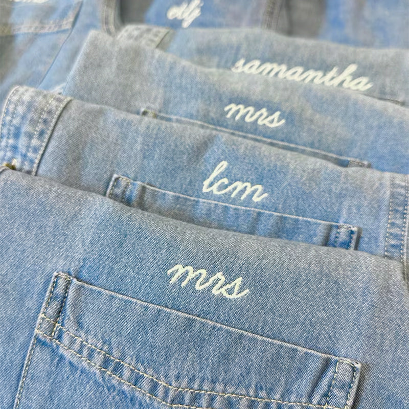 Embroidered Button Down For Bridal Party,