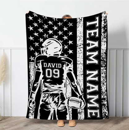 Personalized Football Team Blanket: Custom Name & Number