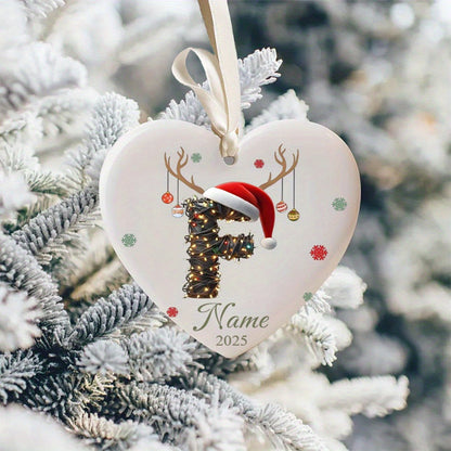 Personalized Christmas Initial Name Heart-Shaped Ornament