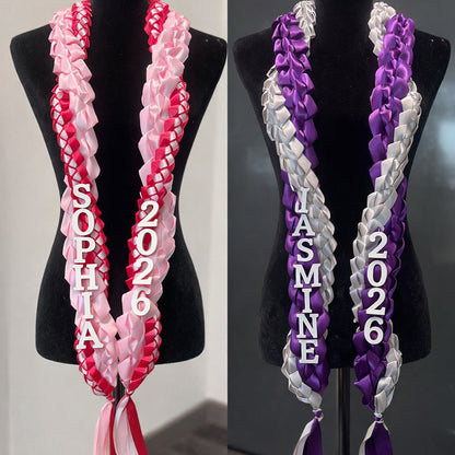 Personalized Braided Satin Ribbon Lei for Graduation