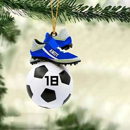 Personalized Soccer Christmas Ornament - Custom Name & Number