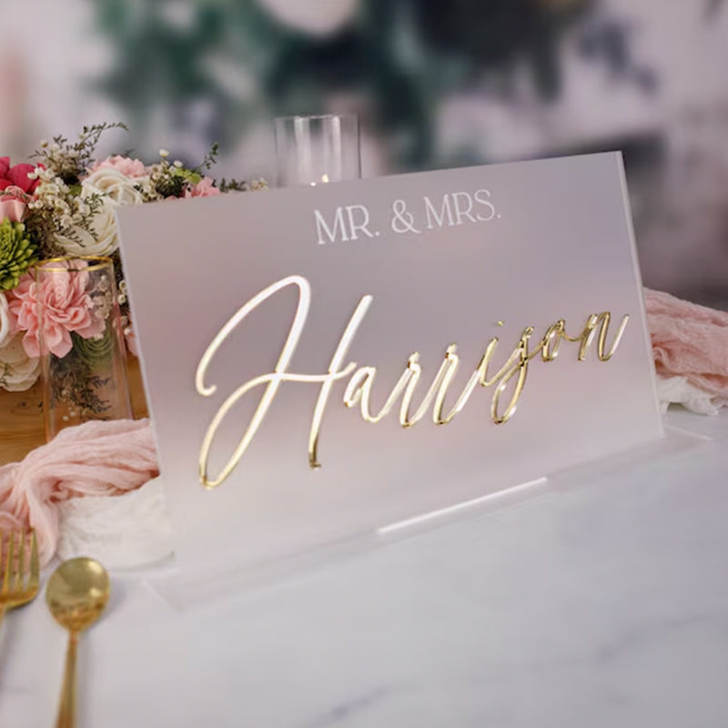 3D Mirrored Acrylic Wedding Head Table Mr Mrs Sign