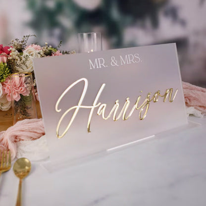 3D Mirrored Acrylic Wedding Head Table Mr Mrs Sign