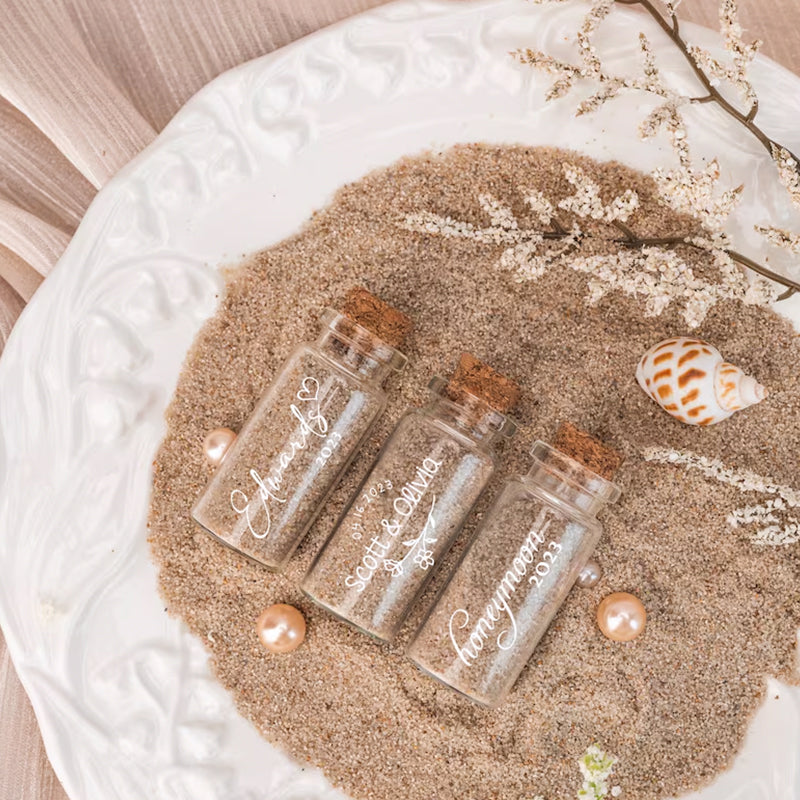 Custom Honeymoon Sand Bottle | Honeymoon Heart Glass Jar