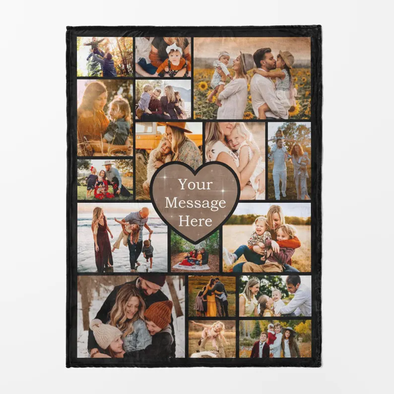 Photo Blanket Collage Picture Blanket With Text, Family Blanket