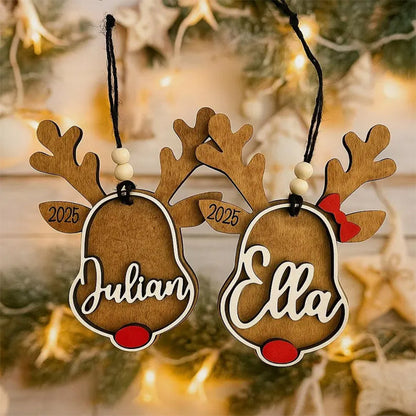 Personalized reindeer ornament | personalized Rudolph wooden ornaments