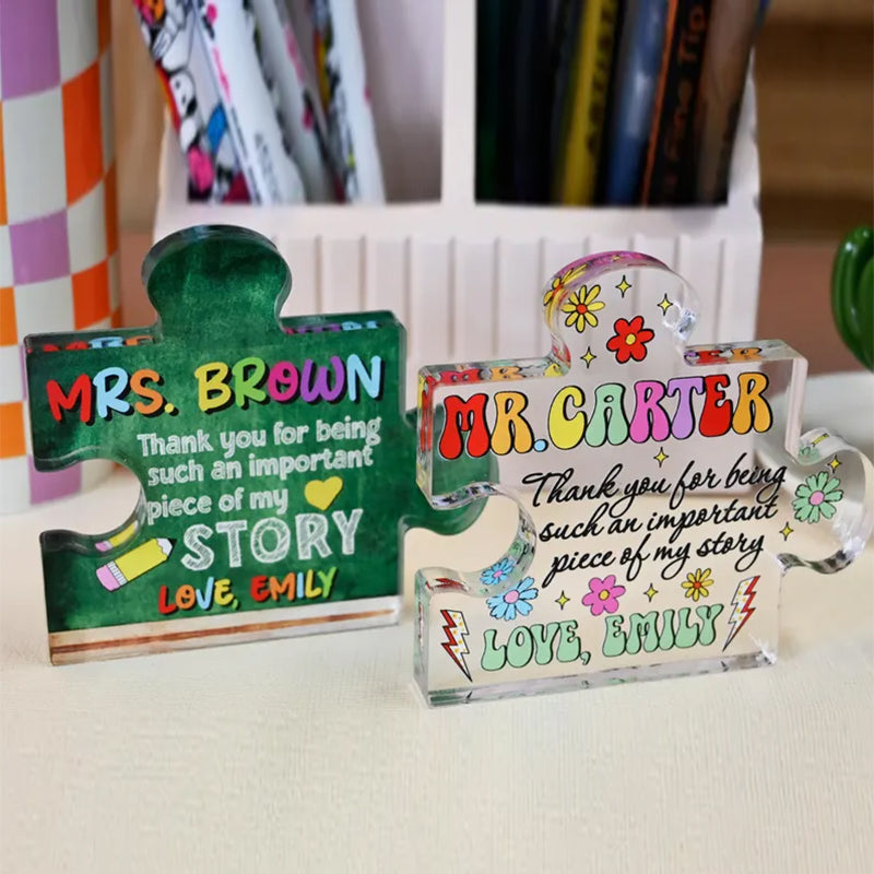 Personalized Teacher Appreciation Gift Puzzle Piece, Custom Acrylic
