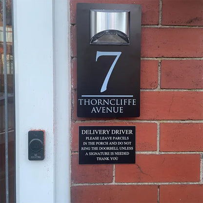 House Sign With Solar Light Door Number