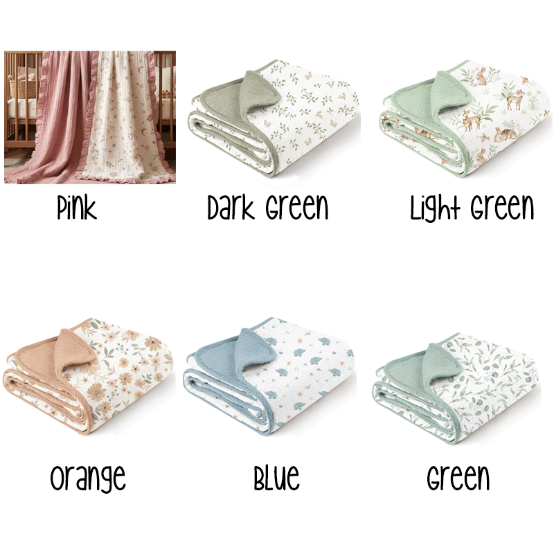 Personalized Muslin Baby Blanket with Name, Custom Embroidered Baby Swaddle