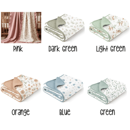 Personalized Muslin Baby Blanket with Name, Custom Embroidered Baby Swaddle