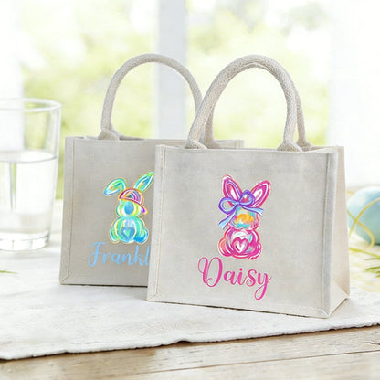 Personalized Easter Tote Bag: Bunny Design, Kids Easter Basket