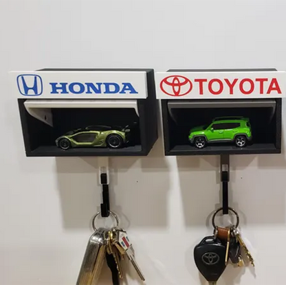 Mini Garage Key Holder: Toy Car Display with Hidden Compartment