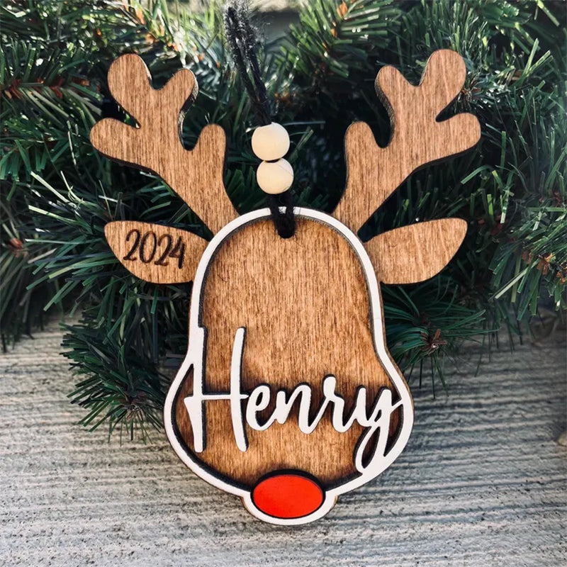 Personalized reindeer ornament | personalized Rudolph wooden ornaments