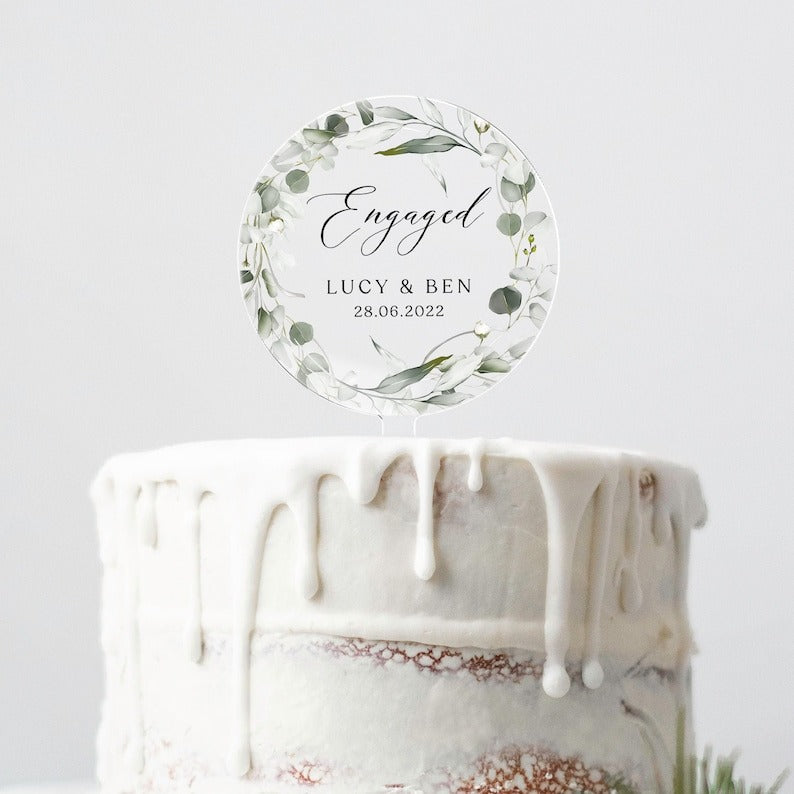Personalised Engagement Cake Topper, EngagedCake Topper, Special Date Acrylic Cake Topper