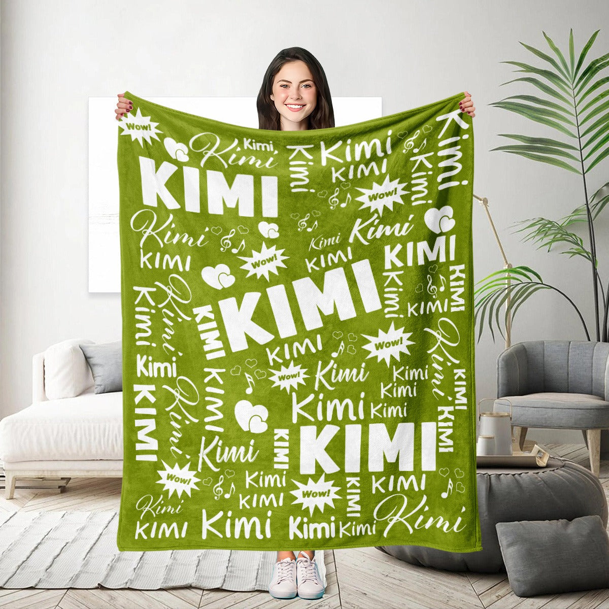 Customized Name Throw Blanket, Personalized Soft Flannel Fleece