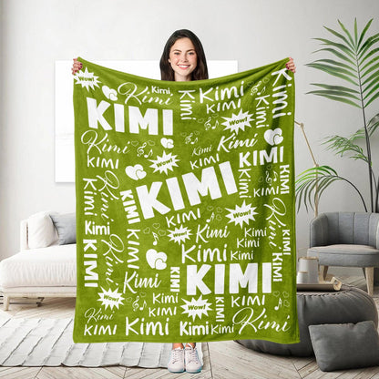 Customized Name Throw Blanket, Personalized Soft Flannel Fleece