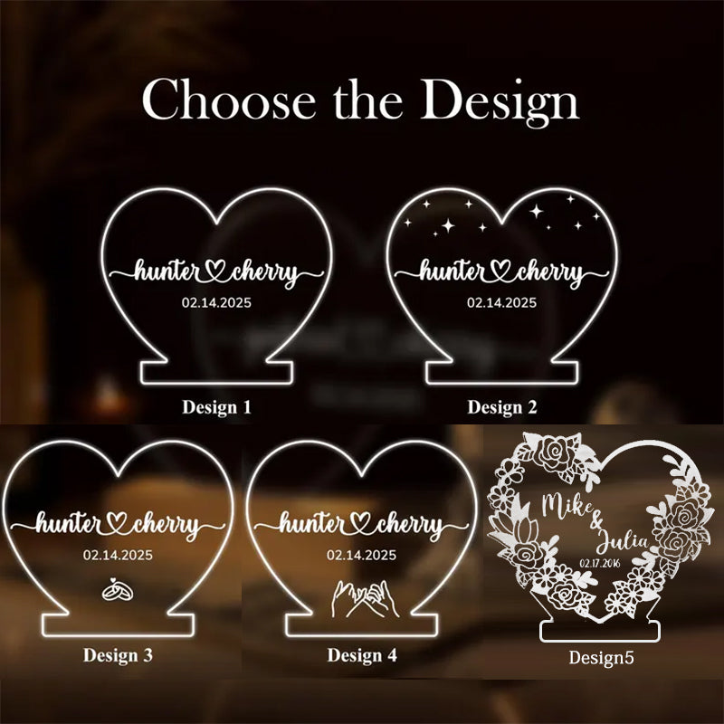 Custom Night Light as Valentines Day Gift, Heart Shape Personalized Night Light