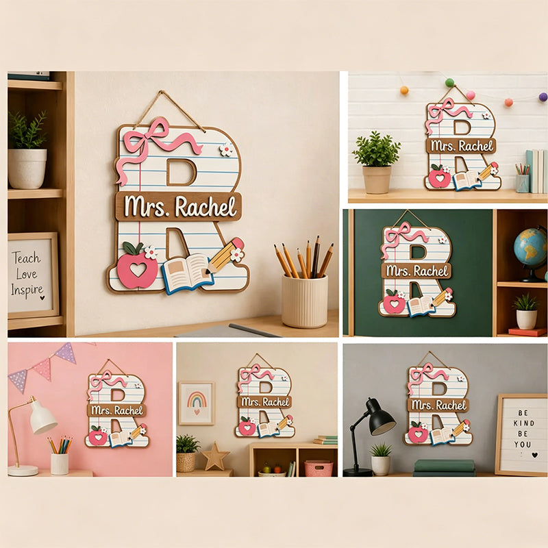 Personalized Teacher Name Sign Rule Apple 3D Layer