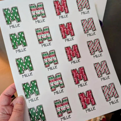 Personalized Round Name Stickers for Christmas Gifts