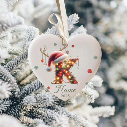 Personalized Christmas Initial Name Heart-Shaped Ornament