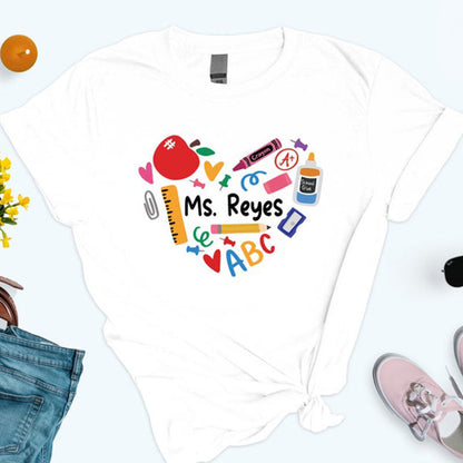 Custom Teacher Shirt, Heart Custom T-Shirt, Teacher Team Shirts, Personalized School Tshirt
