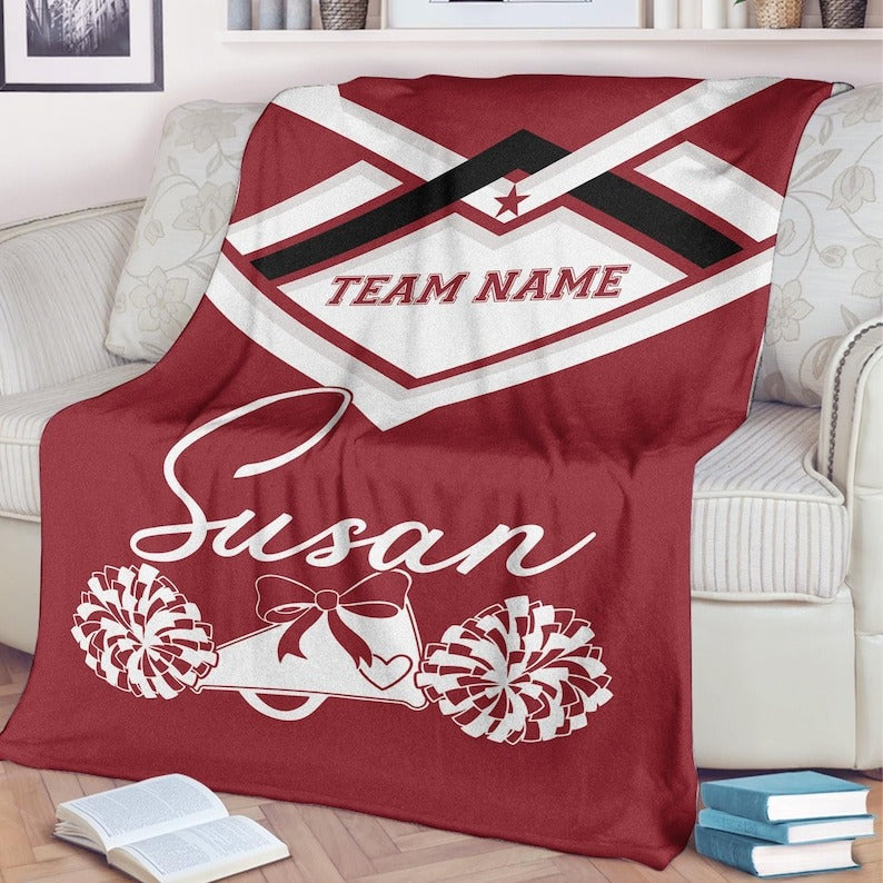 Personalized Cheer Blanket, Custom Cheerleader Blanket