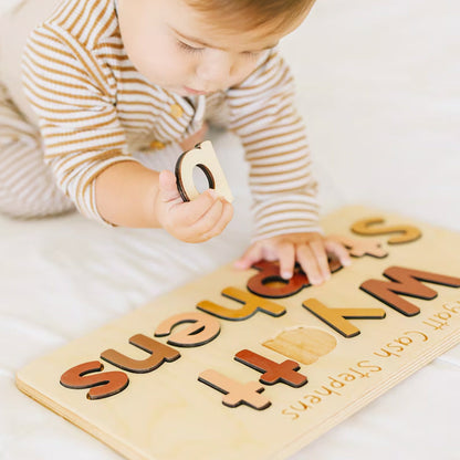 Wooden Name Puzzle, Upper and Lowercase, Gifts for Kids