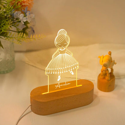 Personalized Ballerina Girl with Name,Custom Night Light with Name