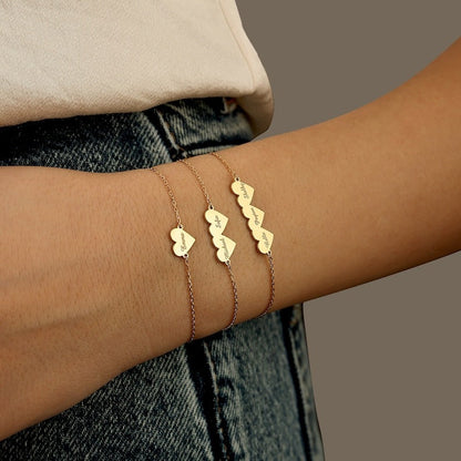 Custom Name Heart Bracelet, Tiny Heart Bracelet With Name