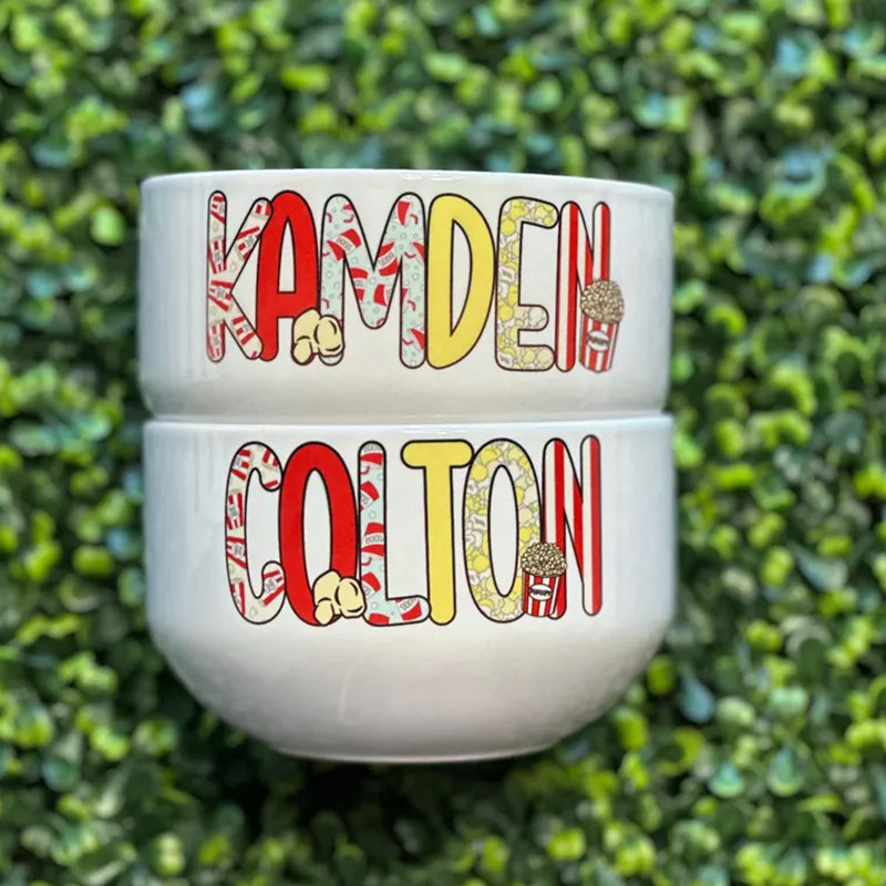 Personalized Popcorn Bowl | Custom Family Snack Bow
