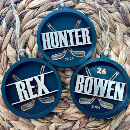 Personalized Hockey Puck Christmas Ornament