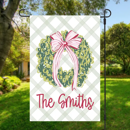 Personalized Christmas Garden Flag Custom Family Name Holiday Decor Outdoor Winter Yard Sign