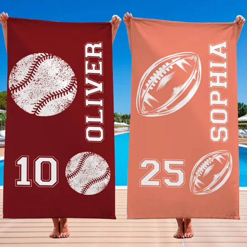 Custom Athletic Beach Towel, Sports Lover Pool Towel