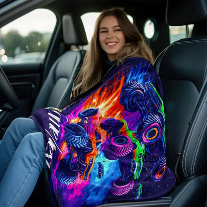 Custom Car Name Blanket Vivid Heavy Truck Design with 'Vane/lex' Print
