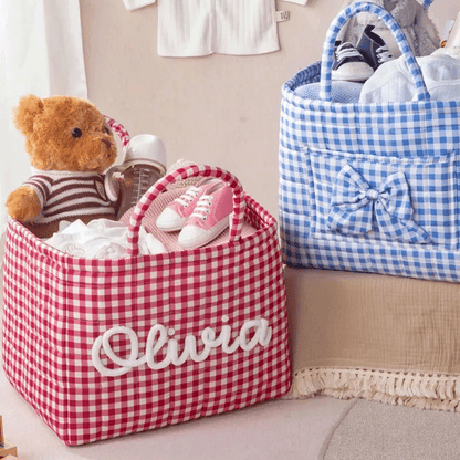 Personalized Quilted Baby Basket, Custom Baby Shower Gift