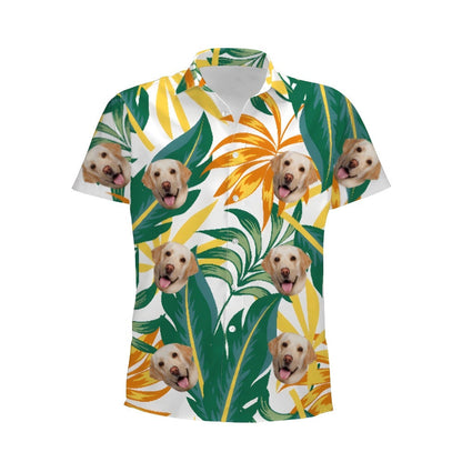 Personalized Photo Hawaiian Shirt Custom Dog Cat Face Holiday Tropical Pattern Shir