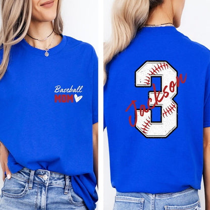 Baseball Mom T-Shirt,Custom Baseball Mom Shirt,Personalized Baseball Gift for Mom
