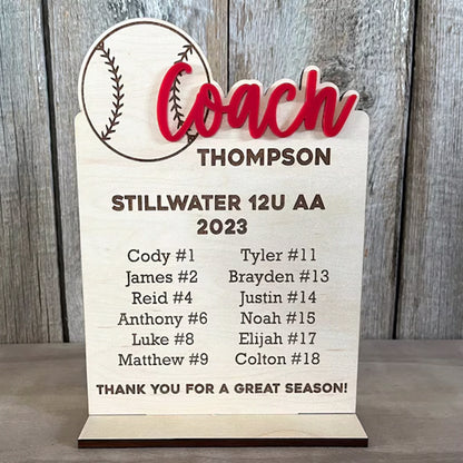 End of Season Coaches Gift, Personalized Coaches Plaque
